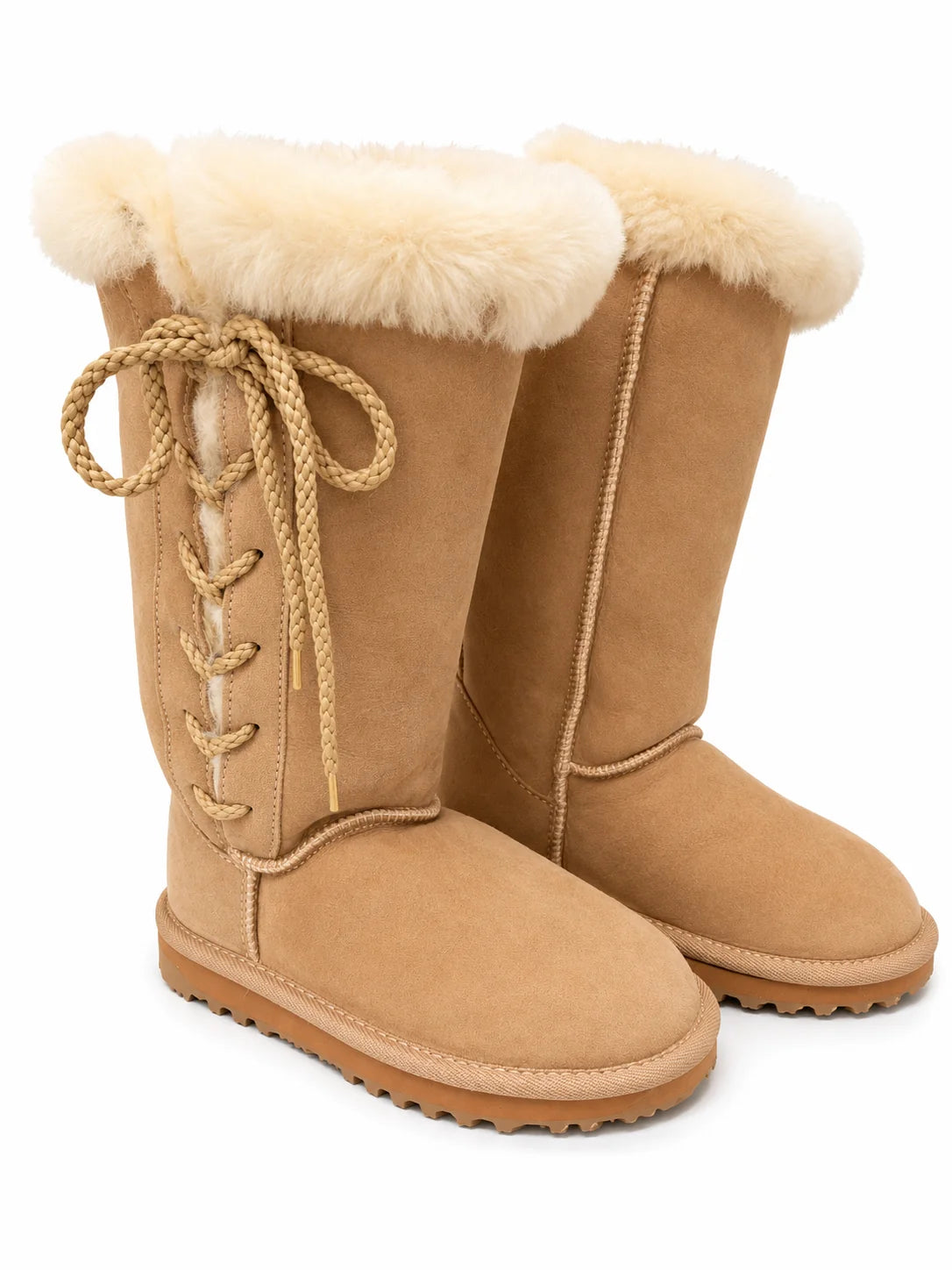 Australian Leather Ugg Tall Fur Cuff Lace Up - AU14
