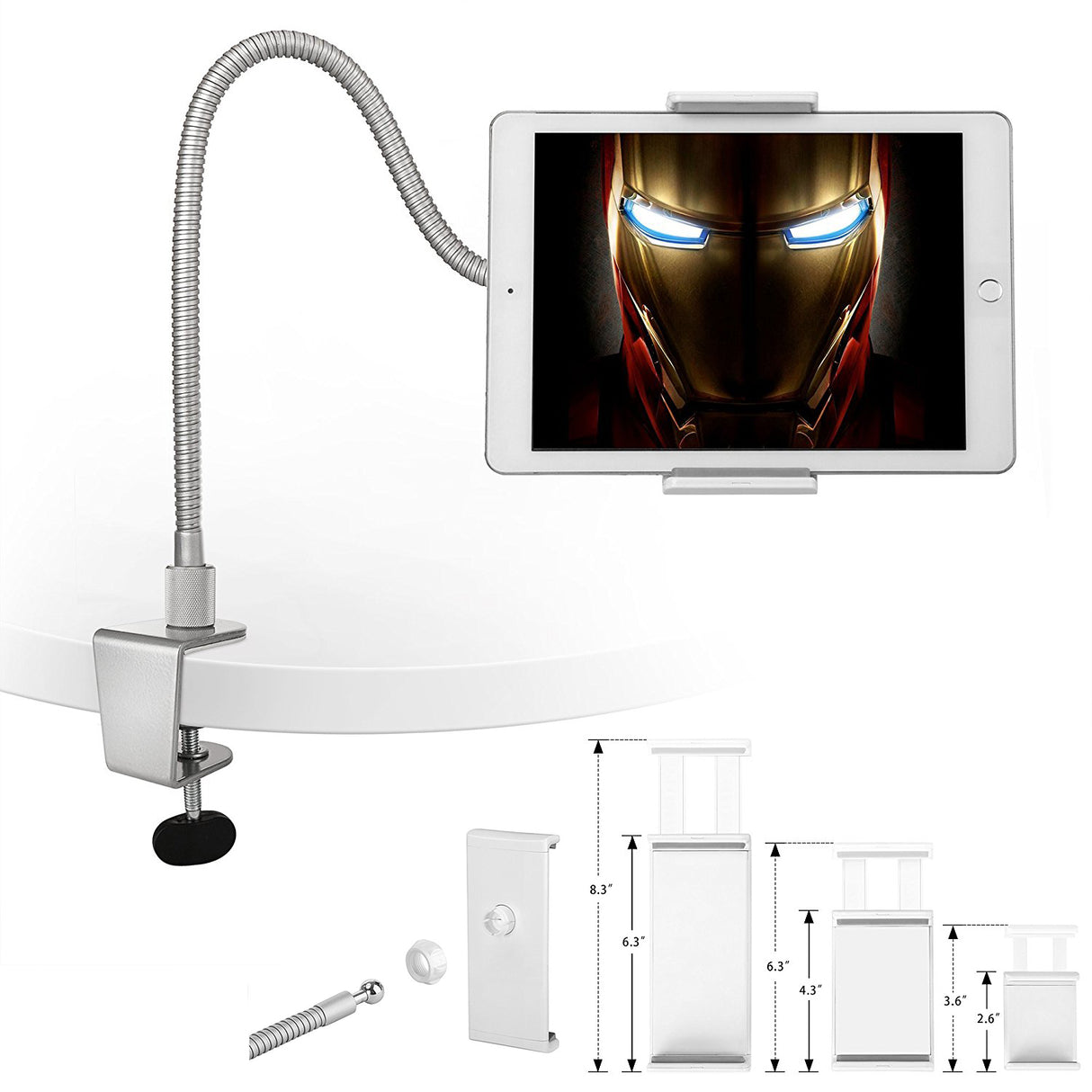 360° Rotating 3.5 - 10" Tablet Pc Phone Mount Holder Durable Metal Gooseneck