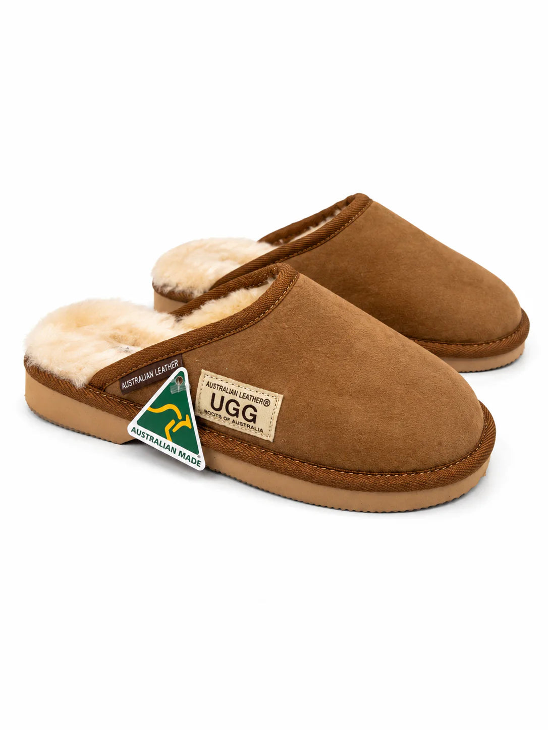 Australian Leather Ugg Scuffs Slipper - Chestnut - AU5-6