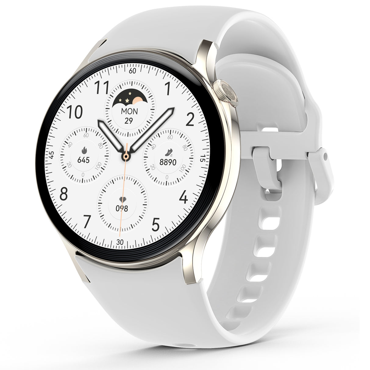 Bluetooth Smart Watch 1.43" Touch Screen Call Heart Rate Blood Pressure BT 5.3 - White