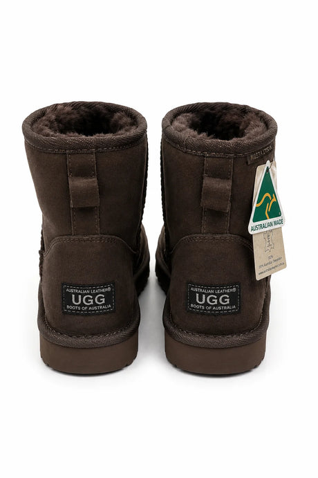 Australian Leather Ugg Mini Uggs - Chocolate - AU10