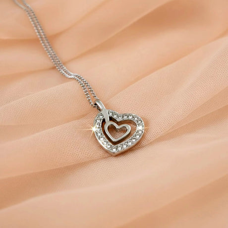 Krystal Couture Heart In Heart Necklace Embellished with SWAROVSKI Crystals