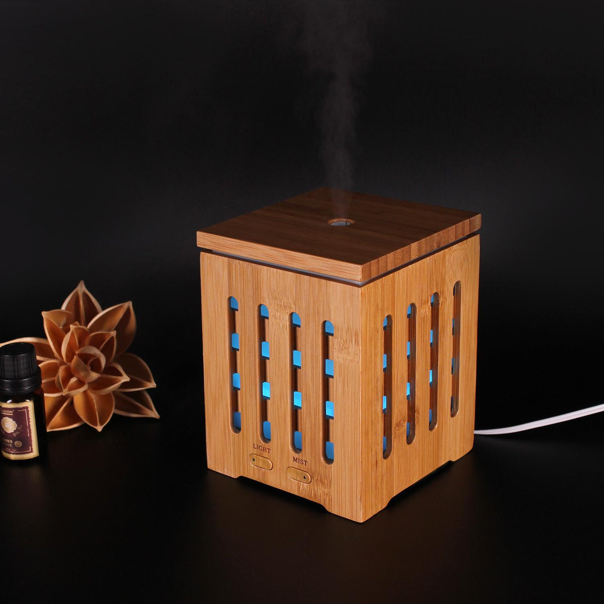 TODO 200Ml Humidifier Aromatherapy Diffuser Ultrasonic 7 Colour Led - Bamboo