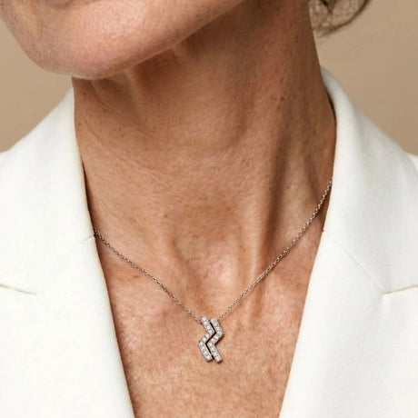 Krystal Couture Zigzag Pendant Necklace in White Gold Embellished with SWAROVSKI Crystals