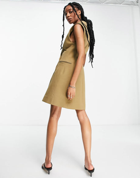 & Other Stories Sleeveless Blazer Dress In Beige