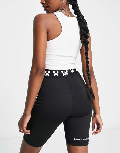 Lacoste X Minecraft Graphic Legging Shorts In Black