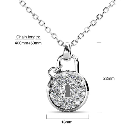 Krystal Couture White Gold Pave Set Padlock Necklace Embellished with SWAROVSKI Crystals