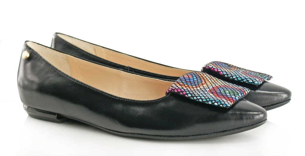 Bosccolo Womens Ballerina Pillow Flats - Black/Multi