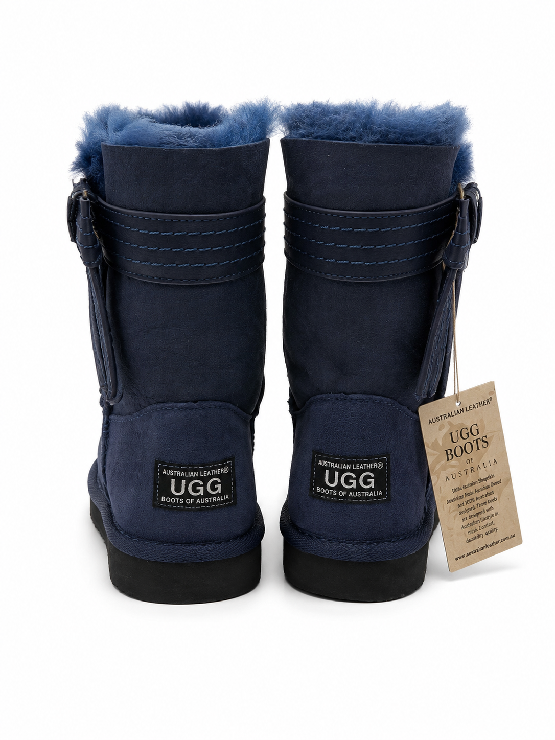 Australian Leather Ugg Bow Tie Short Sheepskin - Navy - AU6