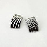 Bullion Gold Pleated Angel White Gold layered Stud Earrings