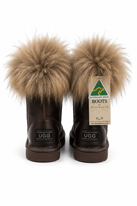Australian Leather Ugg Fur Short Uggs - Chocolate - AU4