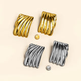 Bullion Gold Pleated Angel White Gold layered Stud Earrings