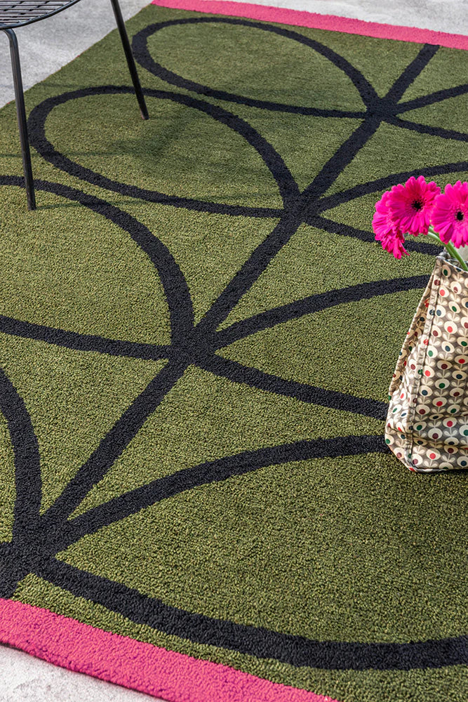 Orla Kiely Linear Stem Olive 464407 Outdoor Rug