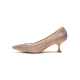 Cocktail Rhinestone Kitten Heels - Champagne