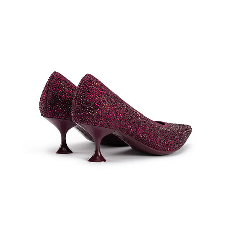 Cocktail Rhinestone Kitten Heels - Wine