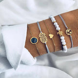 Bohemian 5-Piece Charm Bead Bracelet Set
