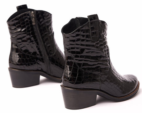 Bosccolo Womens Ankle Boots - Black Croco
