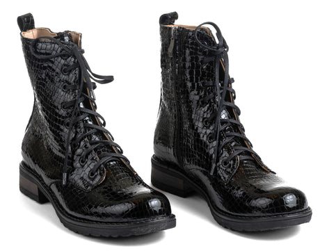 Bosccolo Womens Boots - Black Crocodile