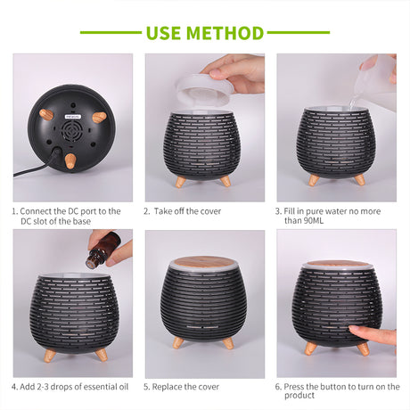 TODO 100Ml Humidifier Aromatherapy Diffuser 7 Colour Led Ultrasonic Mist - Black