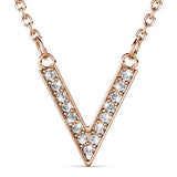 Krystal Couture Luxury V Shaped Pendant Necklace in Rose Gold Embellished with Swarovski Crystals