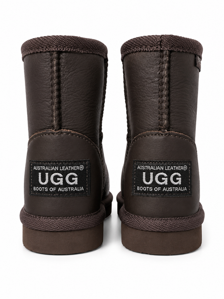 Australian Leather Ugg Kids Classic Leather Short - Chocolate - AU8