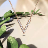 Krystal Couture Luxury V Shaped Pendant Necklace in Rose Gold Embellished with Swarovski Crystals