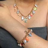 Bullion Gold Beaded Summer Sea Charm Gold Bracelet