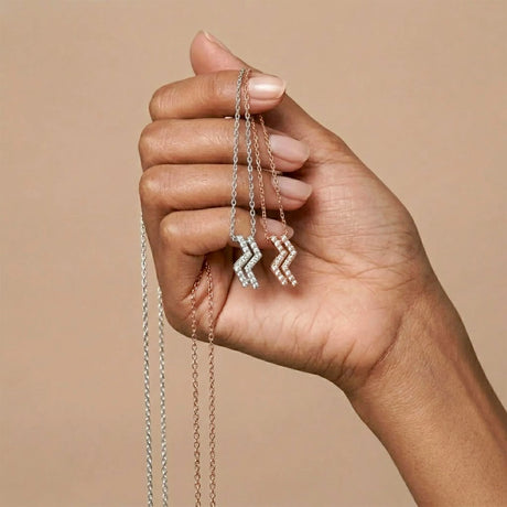 Krystal Couture Zigzag Pendant Necklace in White Gold Embellished with SWAROVSKI Crystals