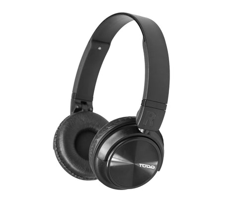 TODO Stereo Bluetooth 5.0 Headphones Earphones Rechargeable Battery Neodymium Driver - Black