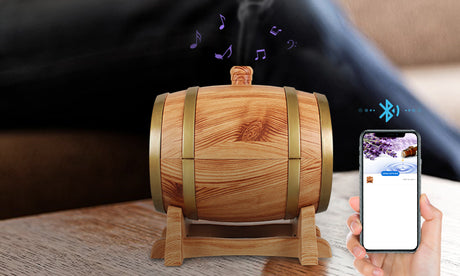 TODO 350Ml Bluetooth Speaker Humidifier Aromatherapy Diffuser Ultrasonic Led + Essential Oil - Oak Wood