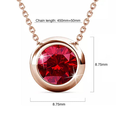 Krystal Couture Opulence Pendant Necklace Embellished with Ruby SWAROVSKI Crystals in Rose Gold