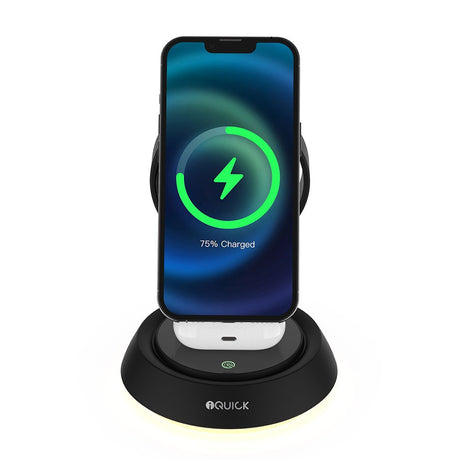 iQuick Twig 2 Multi Functions Wireless Charger with LED Ambient Light - Black