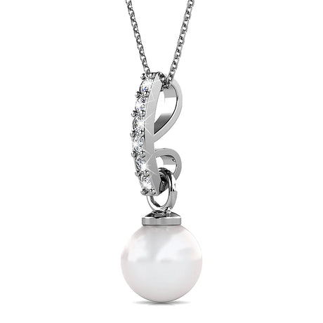 Krystal Couture Luminous Pearl Pendant Necklace in White Gold Adorned with Crystals from Swarovski