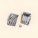 Bullion Gold Pleated Angel White Gold layered Stud Earrings